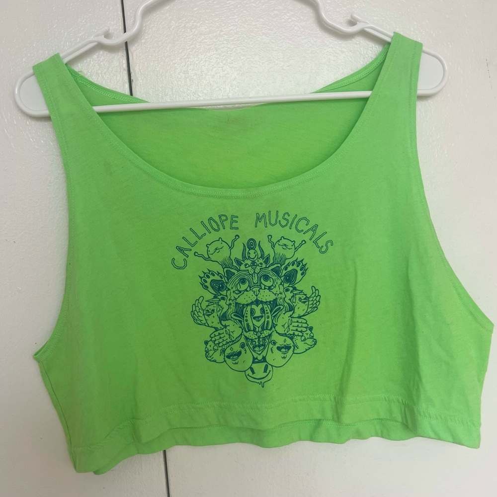 American Apparels Caliope Musicals Mini Cropped Tank Neon Green - One Size